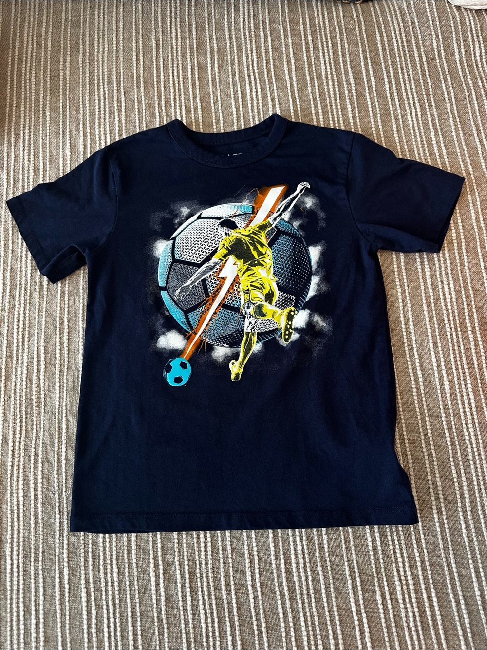 Place Navy Short-Sleeve Soccer Graphic Tee with Yellow and Blue Accents